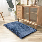 Ashler faux fur rug, Fluffy Shaggy Area Rug Ultra Soft 2.2 x 4 Feet Rectangle Fur Rug, Navy Blue Fuzzy Rug Machine Washable Shag Rug, Nursery Decor Throw Rugs for Bedroom, kids room, Living Room