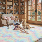 8x10 Area Rugs for Bedroom Living Room Fluffy, Large Area Rug Shag Shaggy Carpet Soft Plush Furry Bedside Rug, Machine Washable Area Rugs for Kids Girls Boys Home Decor(8 x 10, Rainbow)