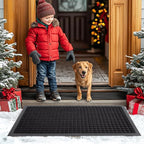 Smiry Front Door Mat Outside Entrance, Heavy Duty Natural Rubber Doormat, Non Slip, Trap Dirt and Moisture, Easy Clean, Low Profile Welcome Floor Mats for Indoor Outdoor Entry, 35x23 Inch, Black