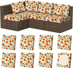 8Pcs Stretch Patio Cushion Covers, Outdoor Couch & Sofa Replacement Slipcovers for Patio Furniture Cushion Covers, Washable Reusable Furniture Protector