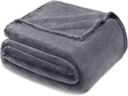 Exclusivo Mezcla Fleece Dark Grey Throw Blanket for Couch, Sofa, Super Soft and Warm Blankets, All Season, Cozy, Plush, Lightweight, 50x60 Inches