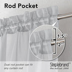 Simplebrand Light Grey Sheer Curtains 63 Inch Length 2 Panels, Rod Pocket Solid Color Window Sheer Curtain Panels, Elegant Curtains & Drapes for Living Room, Bedroom 2 Panels (42" W x 63" L)