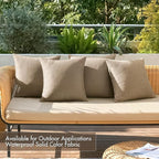 MIULEE Pack of 4 Decorative Outdoor Throw Pillow Covers Linen Waterproof Pillow Covers Farmhouse Cushion Cases for Patio Garden Tent Balcony Couch Sofa 18x18 inch Khaki