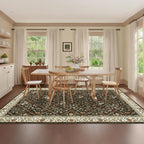 GarveeHome 6x9 Machine Washable Area Rugs for Living Room Floral Stain Resistant Soft Carpet Vintage Low Pile Non Slip Non-Shedding Floor Carpet Rugs for Bedroom Nursery Brown