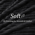 BEDELITE Fleece Black Throw Blanket for Couch - 300GSM Soft & Warm Fluffy Black Blanket, Decorative and Giftable Striped Blankets for Women, Men, 50"x60"