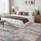 Toneed Abstract Area Rug Modern Washable Rug Soft Non Slip Rug Low Pile for Bedroom Living Room Dining Room Taupe Grey Brown 4x6 Feet