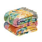 MSGKV Boho Throw Blanket 50"x60" Cotton Throw for Couch Sofa, Floral Quilt