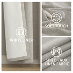 Yakamok Oatmeal Linen Textured Curtains 90 Inches Long for Living Room