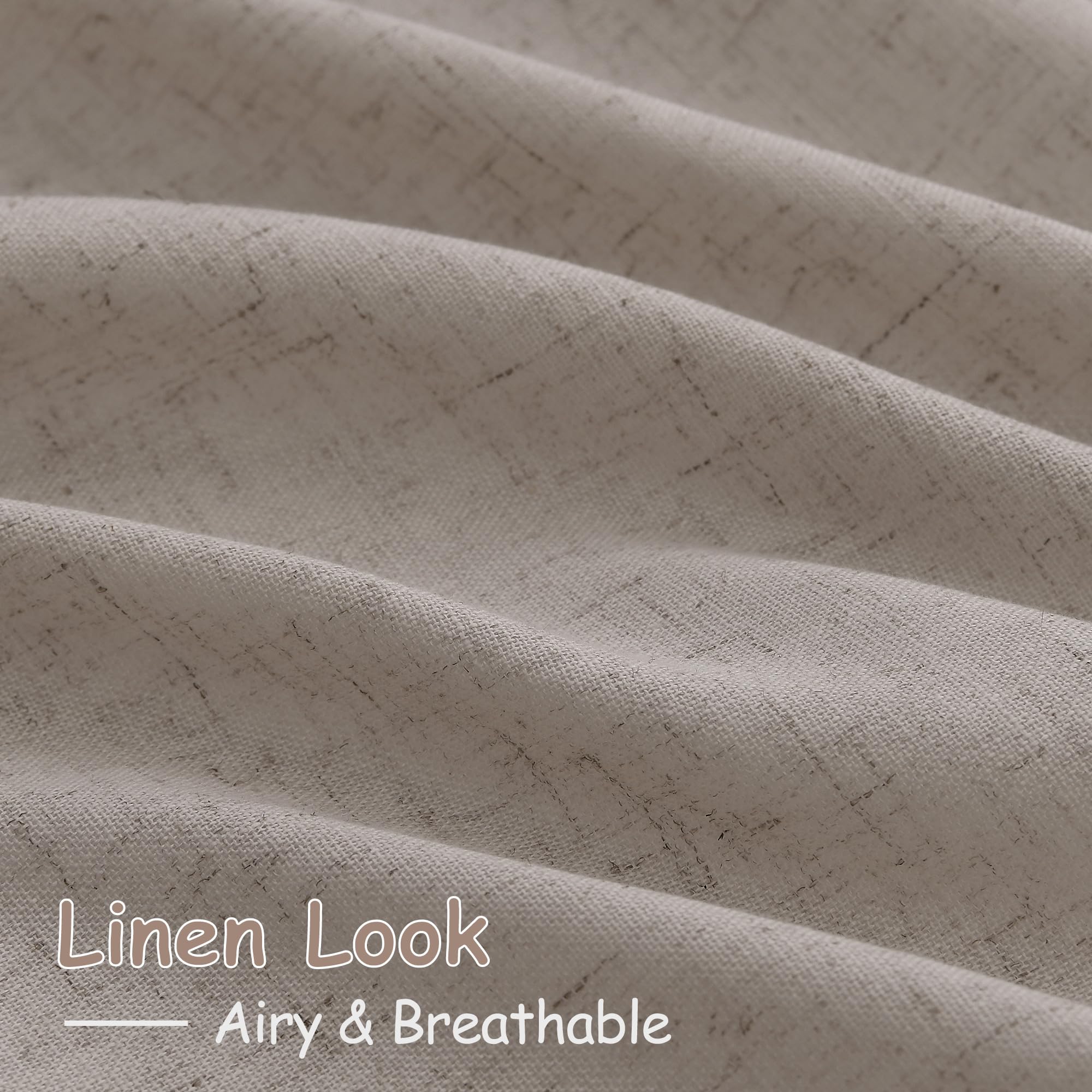 Nanspring Stone Beige Linen Curtains for Living Room 108 Inches Long Simple Modern Light Filtering Semi Sheer Curtain Back Tab Farmhouse Floor to Ceiling High Window for Bedroom 52x108, 2 Panels