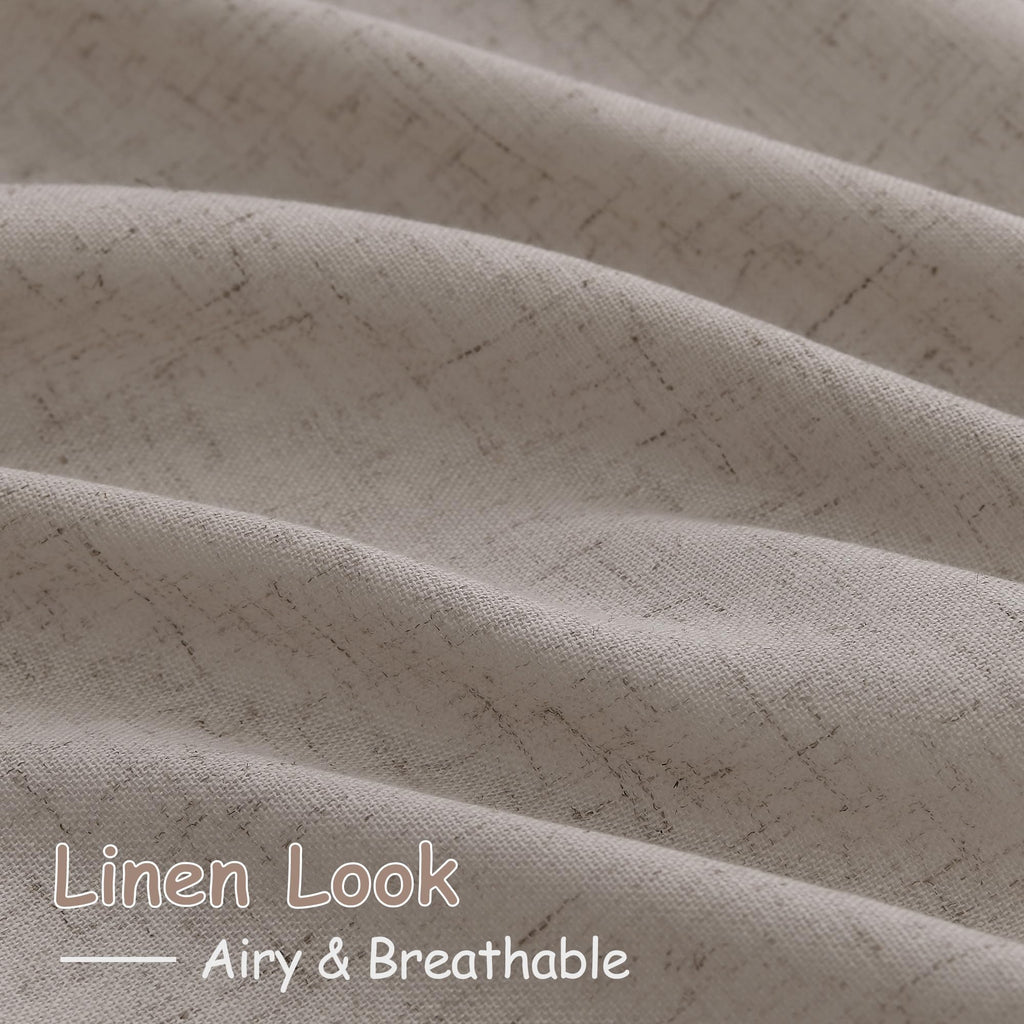 Nanspring Stone Beige Linen Curtains for Living Room 108 Inches Long Simple Modern Light Filtering Semi Sheer Curtain Back Tab Farmhouse Floor to Ceiling High Window for Bedroom 52x108, 2 Panels