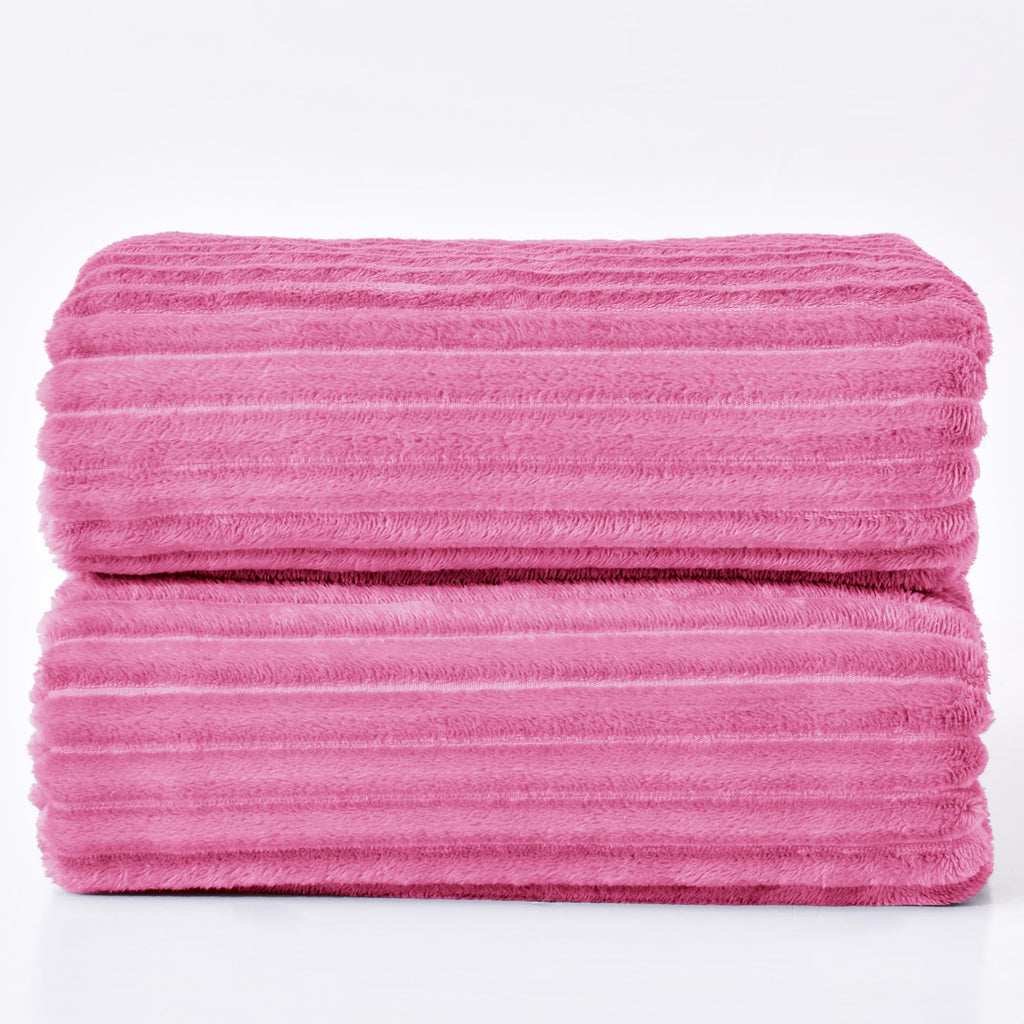 BEDELITE 3D Ribbed Jacquard Hot Pink King Size Blanket for Bed, 108x90 Inch