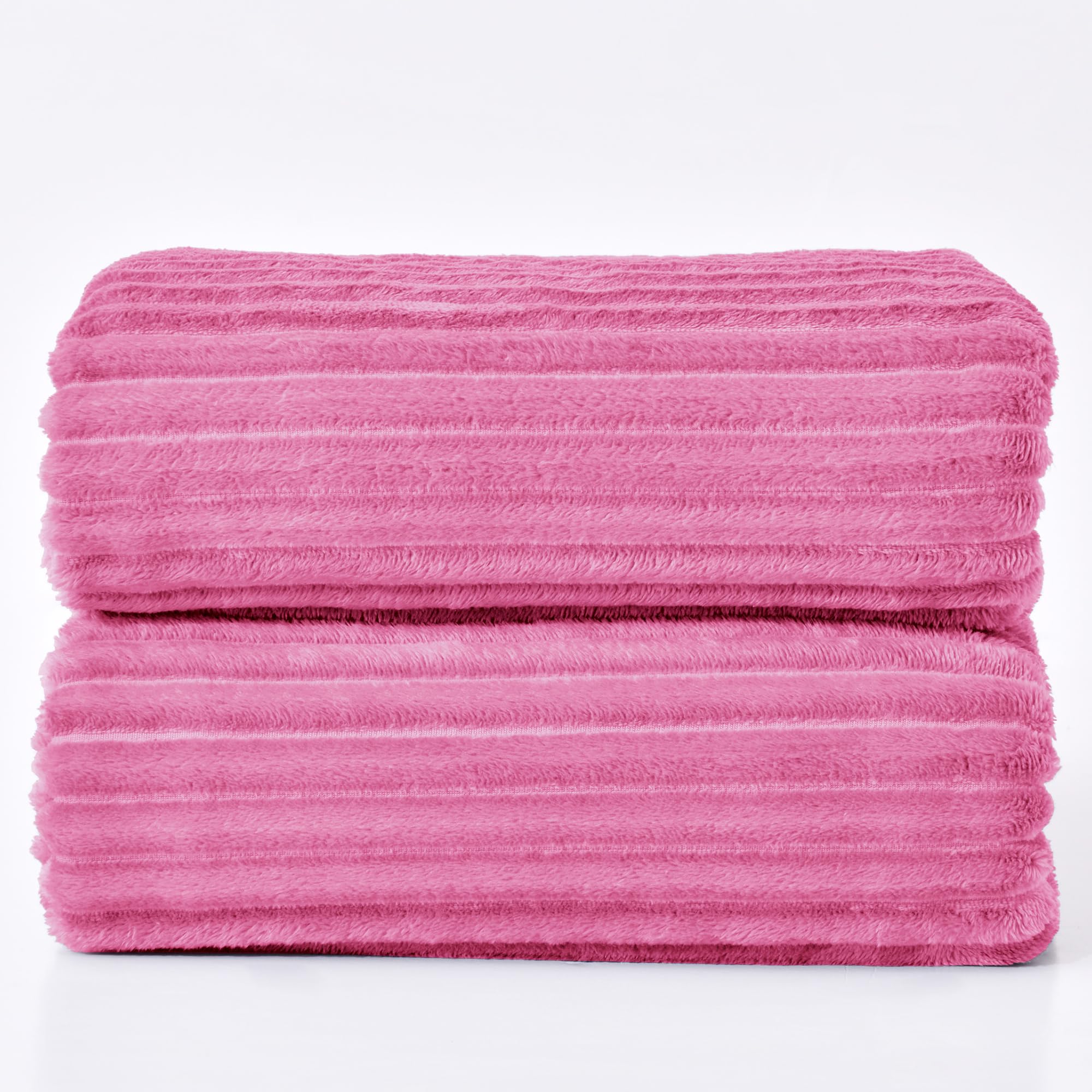 BEDELITE 3D Ribbed Jacquard Hot Pink King Size Blanket for Bed, 108x90 Inch