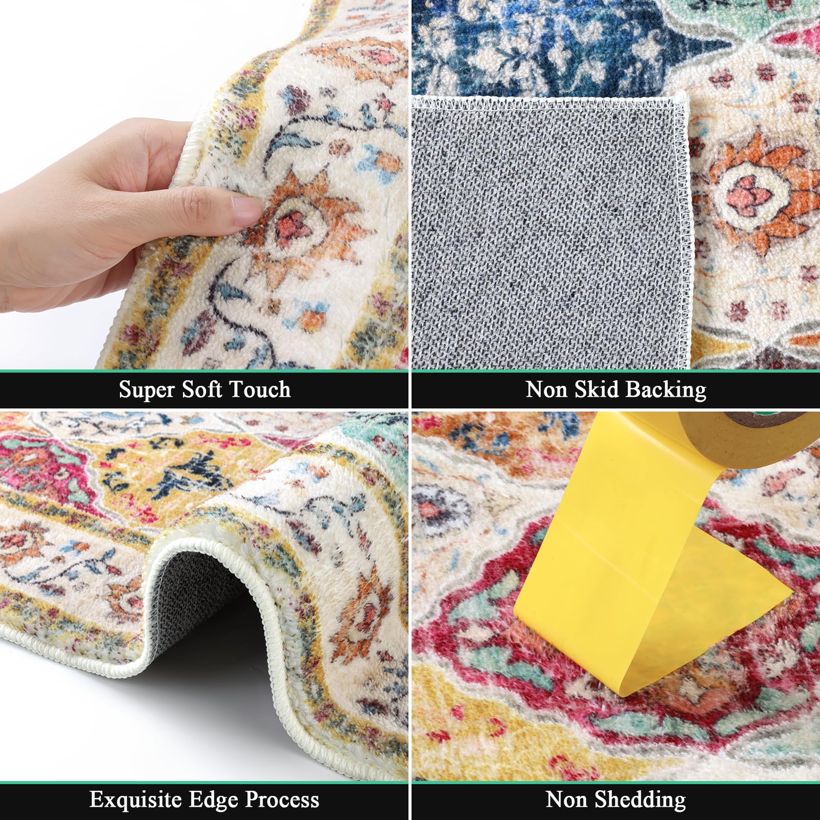 HEBE Hallway Runner Rug 2'8''x12', Washable Non Slip Kitchen Rug Runner