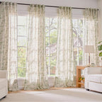 Lazzzy Green Vintage Floral Linen Curtains Farmhouse 38W X 90L 2 Panels