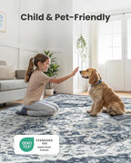 AMADA HOMEFURNISHING 9x12 Area Rug, Washable Low-Profile Large Area Rug with Non-Slip Backing & Durable Edge Binding, Vintage Large Rugs for Living Room, Bedroom