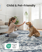 AMADA HOMEFURNISHING 9x12 Area Rug, Washable Low-Profile Large Area Rug with Non-Slip Backing & Durable Edge Binding, Vintage Large Rugs for Living Room, Bedroom