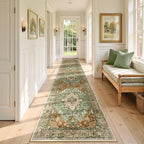 RELEANY Washable Area Rug, Runner 2'x9', Brick/Brown/Green