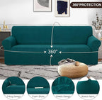 U-NICE HOME 4 Seater Stretch Couch Cover for 3 Cushion Sofa, Blue
