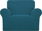 Easy-Going Stretch Chair Sofa Slipcover 1-Piece Couch Sofa Cover Furniture Protector Soft with Elastic Bottom for Kids, Pet. Spandex Jacquard Fabric Small Checks (Chair, Peacock Blue)