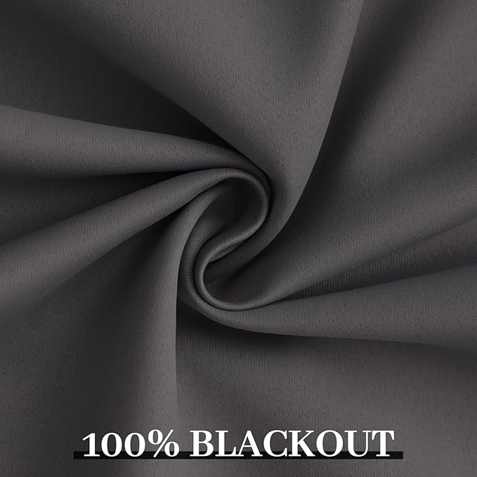 Yakamok 100% Blackout Curtains 38x63 inch Length Charcoal Grey-Bedroom