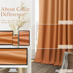 Guken Orange 100% Blackout Linen Curtains 108 Inch Length 2 Panels Set for Living Room Bedroom Back Tab Thermal Insulated Black Out Drapes Room Darkening Farmhouse Window Curtains 52x108
