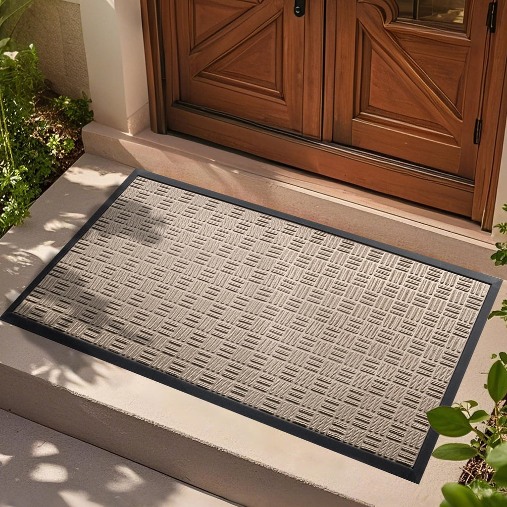 Mibao Front Door Mat Outdoor Entrance, 47" x 24" Heavy Duty Welcome Mat for Outdoor and Indoor, Waterproof Dirt Trapper Doormat, Super Absorbent Indoor Entryway Mat for Patio & Porch - Beige