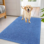 OLANLY Dog Door Mat for Muddy Paws 44x32, Absorbs Moisture and Dirt, Absorbent Non-Slip Washable Doormat, Quick Dry Chenille Mud Mat, Entry Indoor Entryway Carpet for Inside Floor, Cornflower Blue