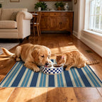 Striped Outdoor Rug - 28" x 43" Front Door Mat Indoor Outside Entrance Non-Slip Washable Outdoor Mat Navy Blue Coastal Rug for Entryway Kitchen Bedroom Welcome Layered Doormat for Front Porch