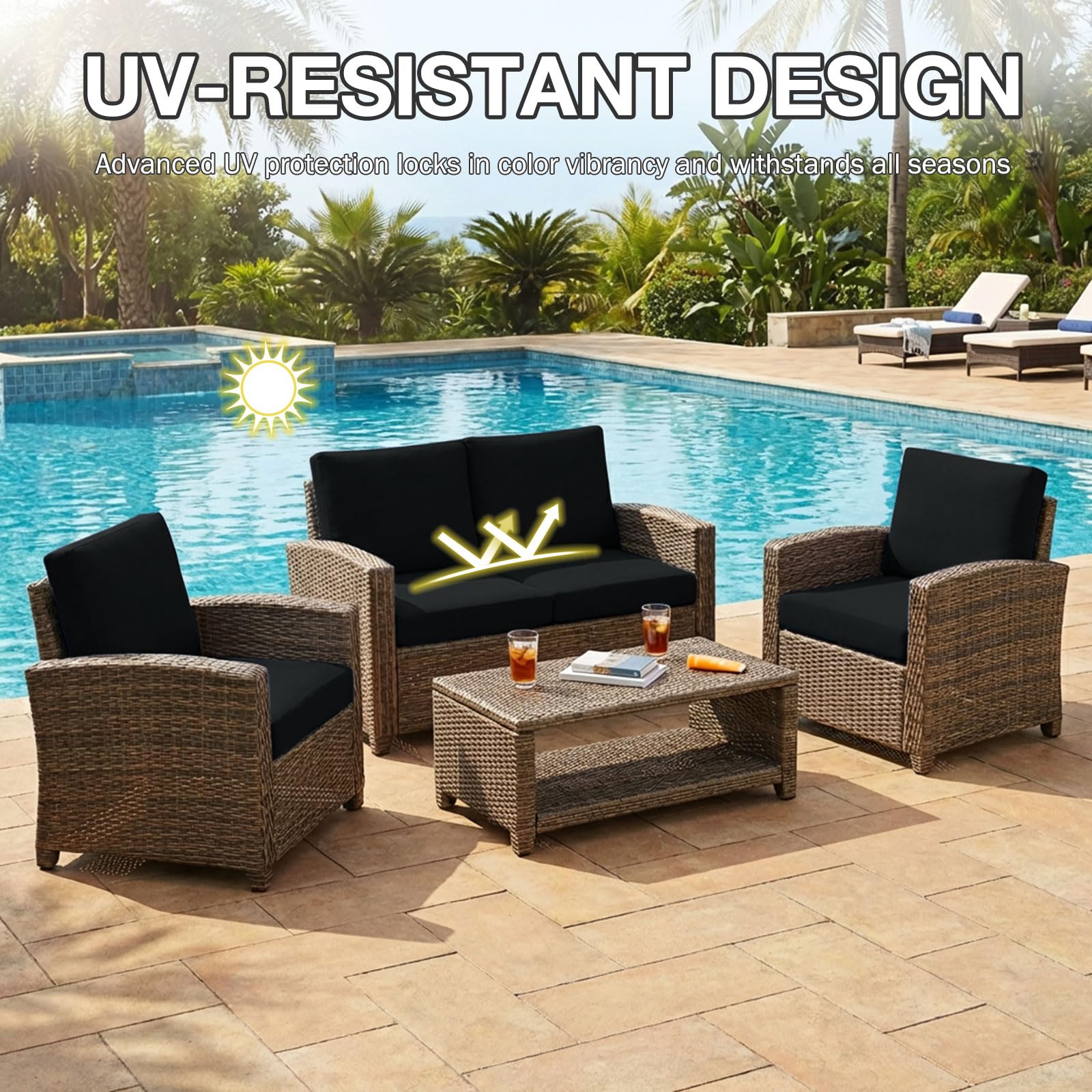 hyha 8Pcs Patio Cushion Covers, Stretch Outdoor Couch Cushion Covers