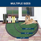 Smiry Half Circle Front Door Mat Outside Entrance, Heavy Duty Sturdy Natural Rubber Doormat, Trap Dirt and Moisture, Low Profile Mats for Indoor Outdoor Entry, Irregular Triangle (47x32, Green)