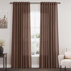 Mocha Mousse Curtains 84 Inch Length 2 Panels Set Back Tab Rod Pocke tLinen Blend Light Filtering Semi Sheer Textured for Neutral Farmhouse Living Room and Bedroom Decor 52x84