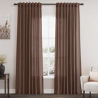 Mocha Mousse Curtains 84 Inch Length 2 Panels Set Back Tab Rod Pocke tLinen Blend Light Filtering Semi Sheer Textured for Neutral Farmhouse Living Room and Bedroom Decor 52x84