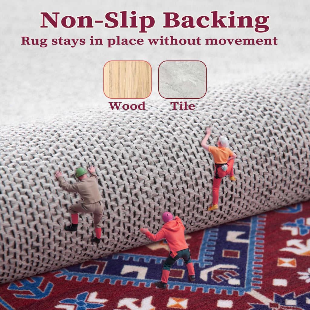SERISSA 8x10 Washable Non Slip Boho Area Rug for Living Room