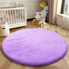 Super Soft Circle Rugs for Girls Princess Castle Toddlers Play Tent 5 Diameter Circular Area Rugs for Kids Bedroom Baby Room Decor Round Shag Playhouse Carpets(Φ5, Purple)
