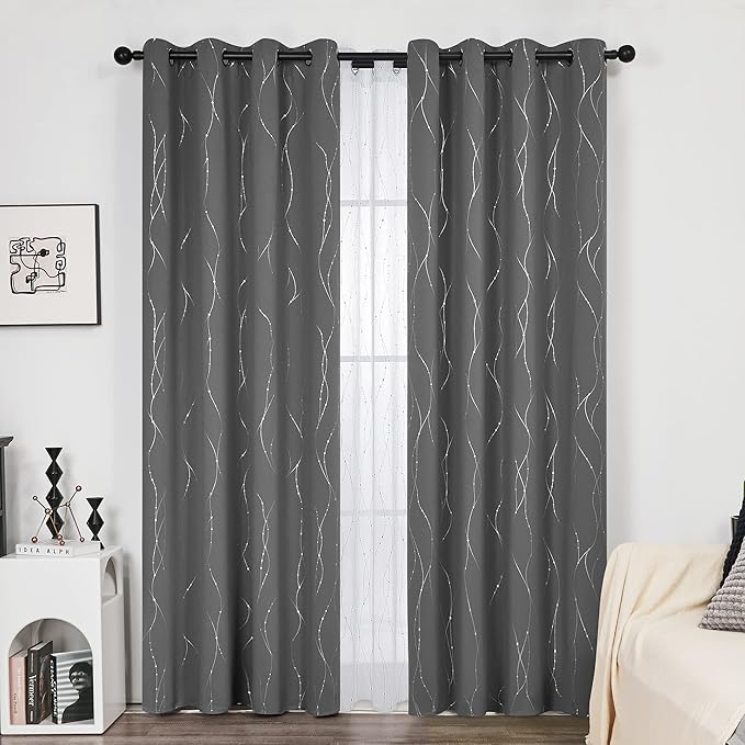 Deconovo Living Room Curtains 84 Inches Long, Blackout Curtains for Bedroom