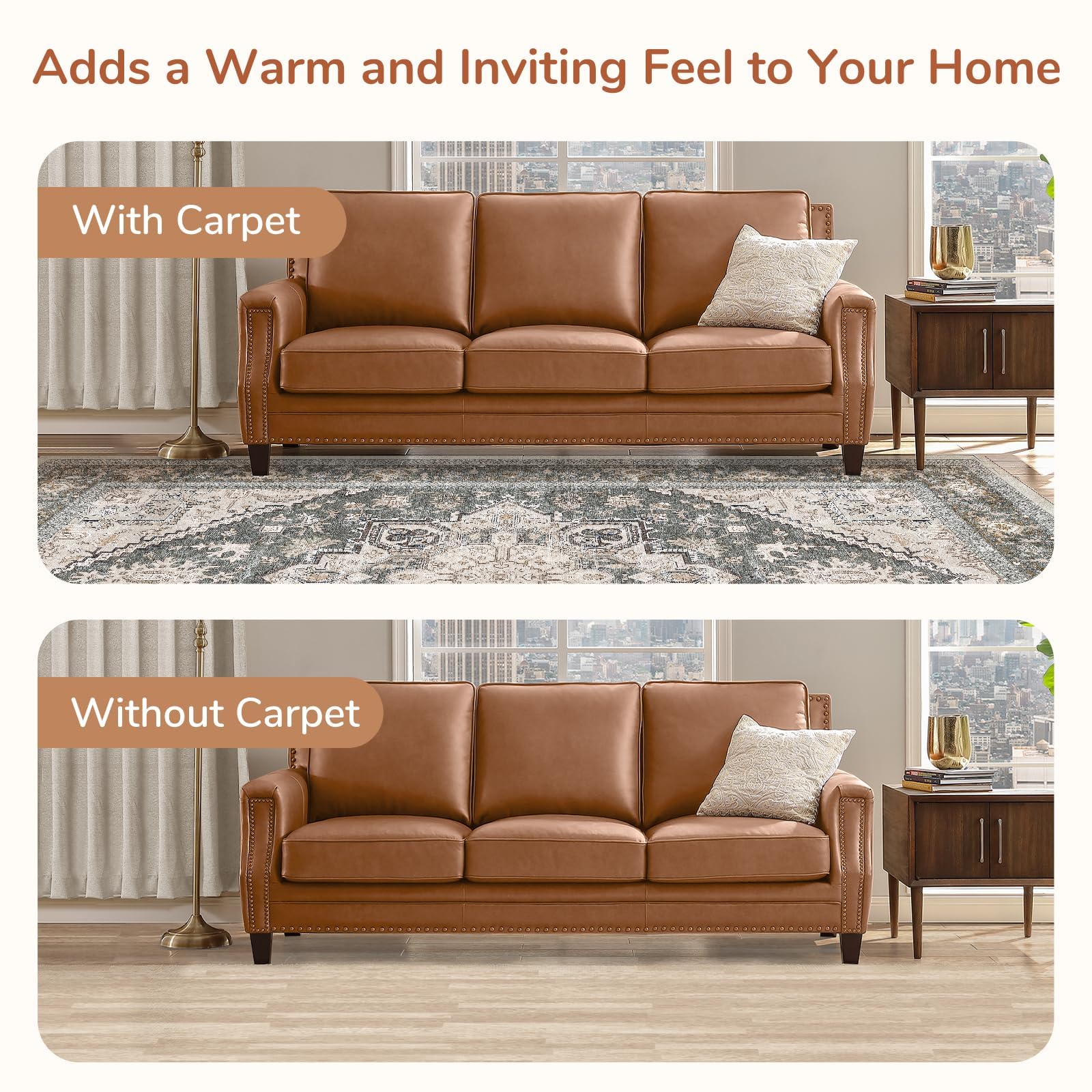 OPPODREAM Soft Area Rugs 2x10, Persian-Inspired Washable Rug, Greenish Grey