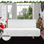 Easy-Going Futon Sofa Slipcover Reversible Sofa Cover Armless Cover Furniture Protector Couch Cover Water Resistant Pets, Kids, Children, Dog, Cat White/White