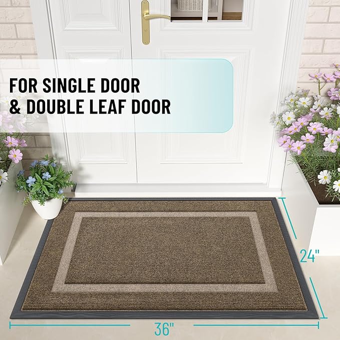 OLANLY Front Door Mat Outside 35x23, All-Season Heavy-Duty Rubber Doormat