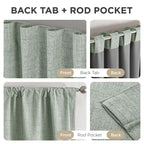 Joydeco Blackout Curtains for Bedroom - 100% Light Blocking 2 Panels Sage Green Drapes 37" W x 96" L, Thermal Insulated Room Darkening Curtains, Linen Textured for Living Room, Rod Pocket & Back Tabs