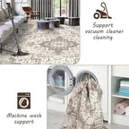Area Rug Machine Washable Rug 10'x13' - Vintage Design Large Area Rugs with Non Slip Rugs for Living Room Bedroom,Stain Resistant, Home Decor Office Area Rug (Beige Brown 10'x13')