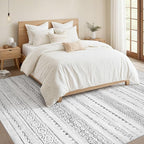 Nakagishi 7x9 Area Rug Living Room: Washable Boho Large Neutral Modern Soft Farmhouse Rugs Stain Resistant Indoor Floor Non-Slip Carpet for Bedroom Nursery Kids Playroom Office Dining Room- Gray