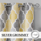 Beauoop 100% Blackout Curtains 72 Inches Long 2 Panels for Bedroom Living Room Yellow Grey Moroccan Geo Room Darkening Thermal Insulated Soundproof Grommet Top Window Treatments Drapes, 50x72 Set of 2