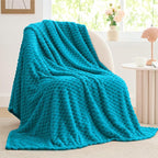 BEDELITE Fleece Throw Blanket for Couch & Bed - 3D Jacquard Decorative Jewel Blue Blanket, Super Soft and Cozy Warm Fuzzy Blanket All Seasons Suitable, 50x60Inches