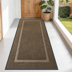 OLANLY Front Door Mat Indoor Outdoor Entrance, Waterproof All-Season, All-Weather Doormat, Sturdy Natural Rubber, Fade Resistant, Low Profile, Easy Clean Patio Porch Entryway Mat, 71x34, Brown