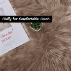 Goolela Faux Sheepskin Fur Runner Rug Light Brown Beige Fluffy Bedside Rug for Bedroom 2x6 Furry Fuzzy Rug Runner Washable Playroom Office Sheepskin