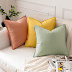 MIULEE Decorative Linen Euro Sham Pillow Covers 24x24 Light Green