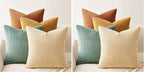 Topfinel Decorative Throw Pillow Covers Cushion Cases, Set of 4 Soft Velvet Modern Double-Sided Designs, Mix and Match for Boho Farmhouse Fall Home Decor (18x18 inch, Orange/Teal) (Pack of 2)