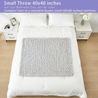 Bigacogo Chunky Knit Throw Blanket for Couch, 40x40 inches, 100% Hand Knitted with Thick Jumbo Chenille Yarn, Cozy Soft Large Rope Knot Cable Crochet Blankets for Sofa Bed Living Room, Rose Tan