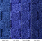 Exclusivo Mezcla Queen Size Flannel Fleece Blanket, Super Soft and Warm Lightweight Checkered Pattern Blankets for All Seasons, 90x90 Inches, Cobalt Blue