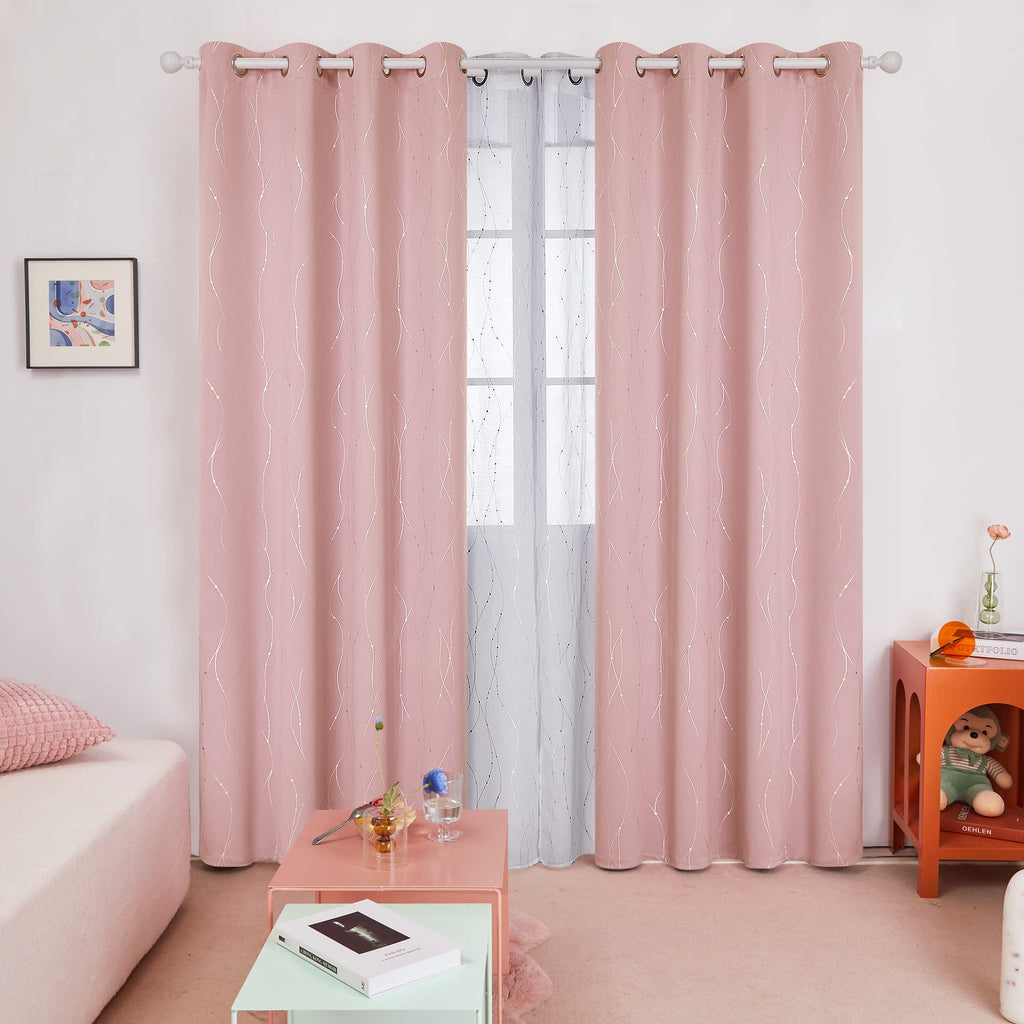 Deconovo Living Room Curtains 95 Inches Long, Blackout Curtains for Bedroom